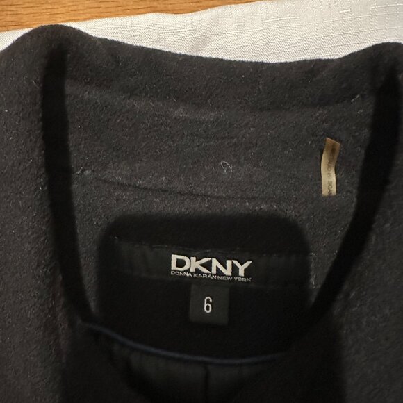 DKNY Long Double-Breasted Wool & Cashmere Blend Trench Coat – Black – Size 6 - Picture 4 of 6